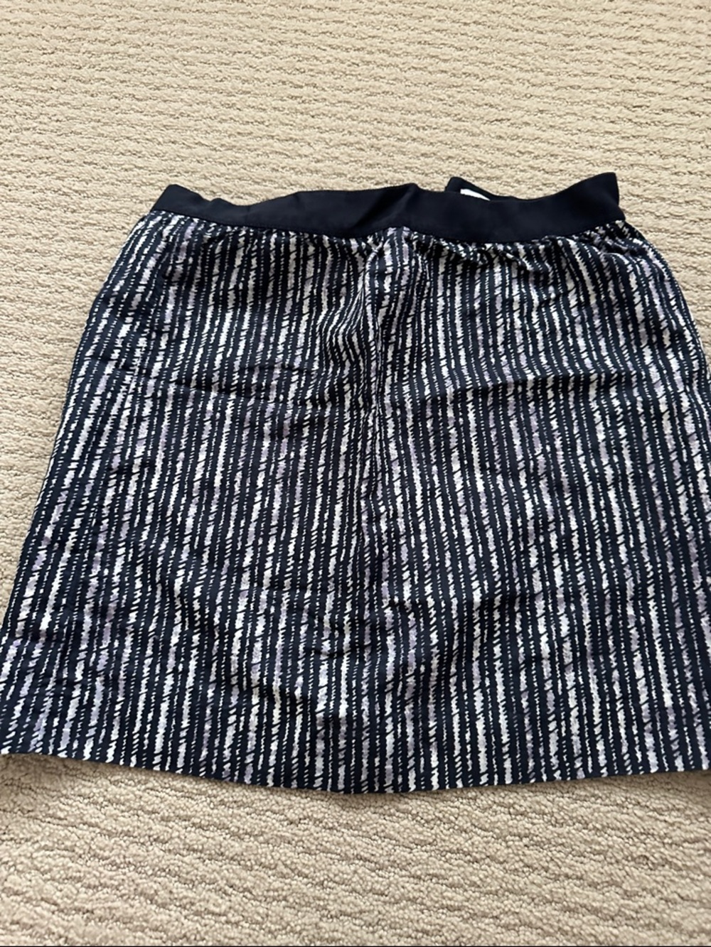 LOFT Black and White Striped A-Line Skirt